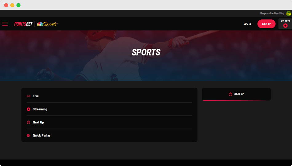 Screenshot of PointsBet Arizona Sport section